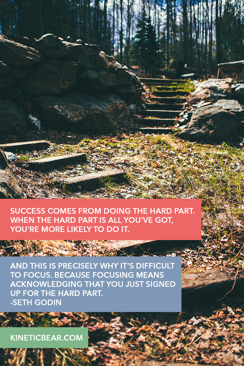 Seth Godin quote about success and difficulty