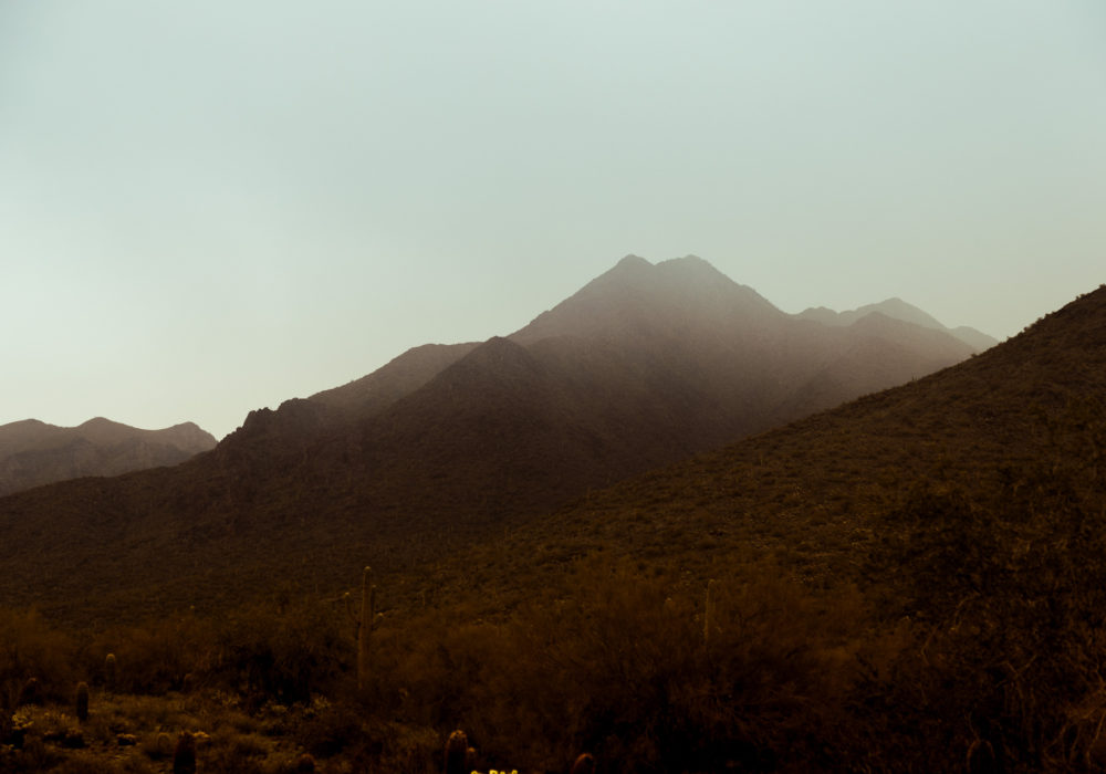 mountains in Phoenix Arizona with fog